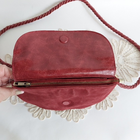 NWT Anthropologie Rust Suede and Patent Leather Pleated Crossbody/clutch - Picture 7 of 11